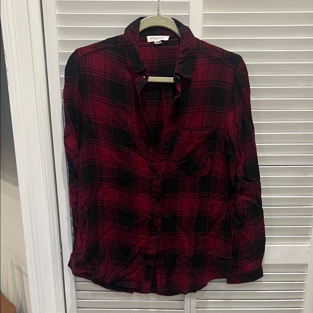 beachlunchlounge Red and Black Plaid Button Down Shirt